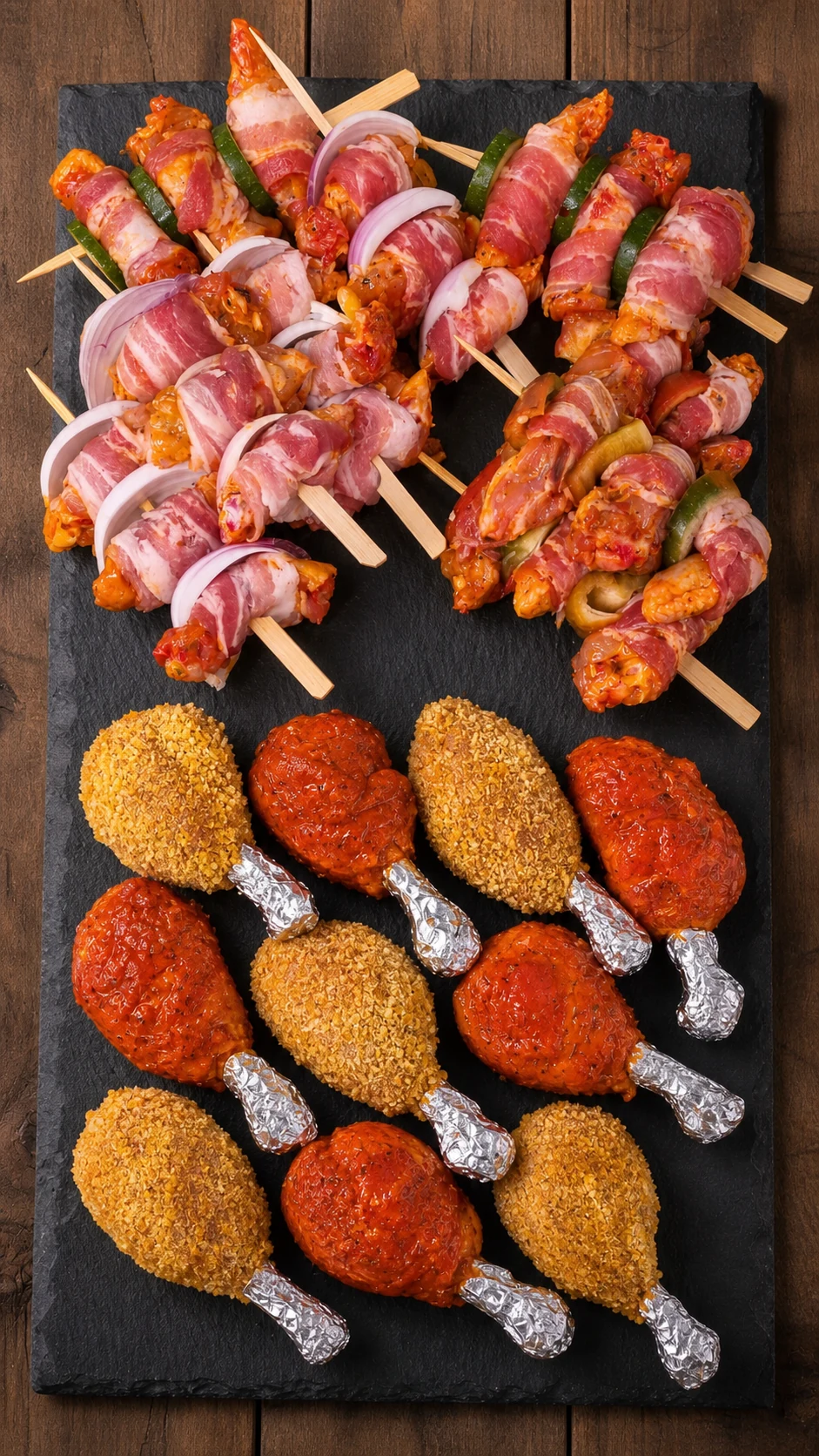 Spiedini e preparati di pollo pronti da cuocere